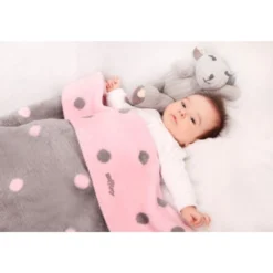 Zaffiro Grijs & Roze Gestipt 75 X 100 Cm Wiegdeken 15069 -Winkel Voor Babyreisartikelen 23506 groch rozszary 4 1