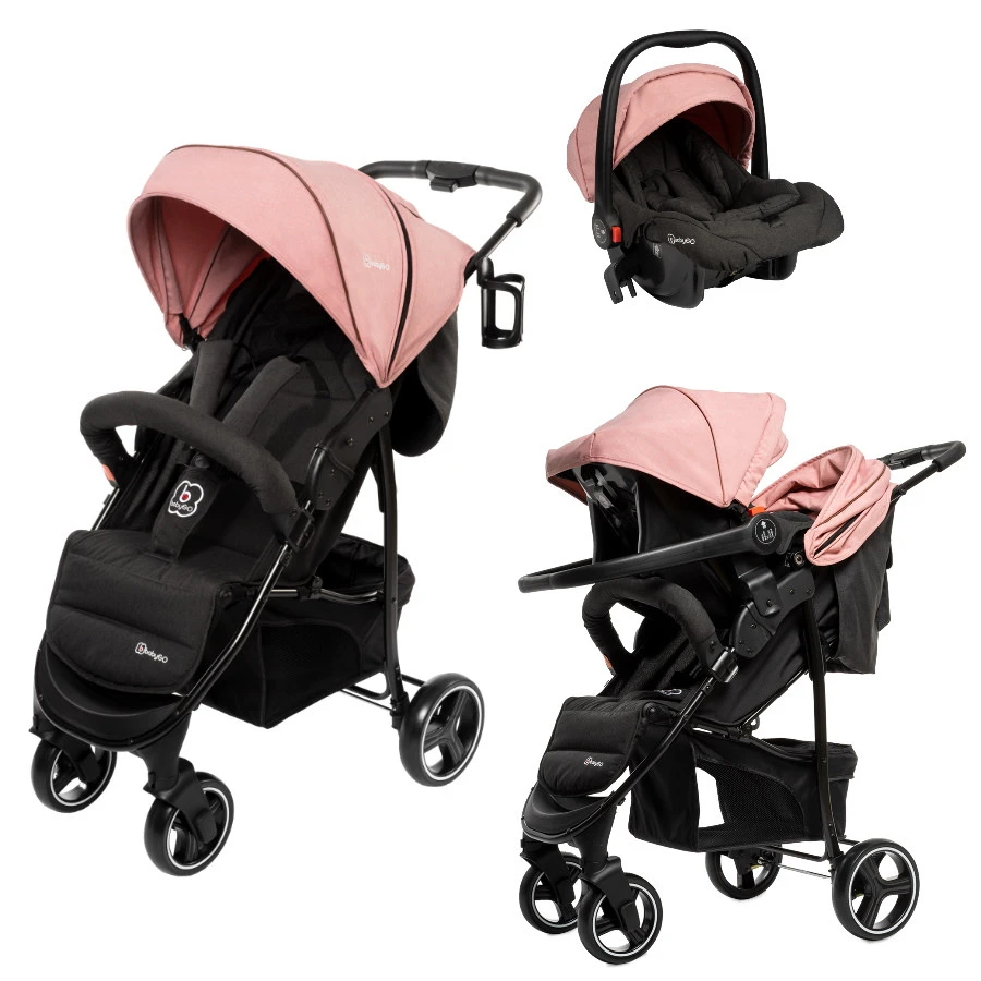 Babygo Basket Pink Melange Wandelwagen Incl. Autostoel 64013 Babygo Basket Pink Melange Wandelwagen Incl. Autostoel 64013 -Winkel Voor Babyreisartikelen babygo basket pink melange wandelwagen incl. autostoel 64013 1