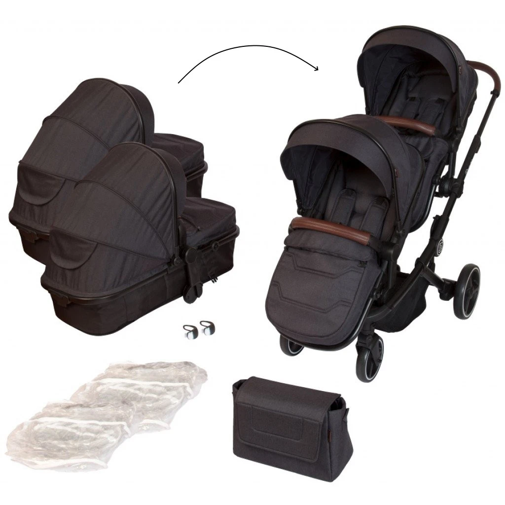 Babygo Twinner Grey Tandem Duowagen incl. 2 Autostoelen Babygo Twinner Grey Tandem Duowagen Incl. 2 Autostoelen -Winkel Voor Babyreisartikelen babygo twinner grey tandem duowagen 7501 12 1