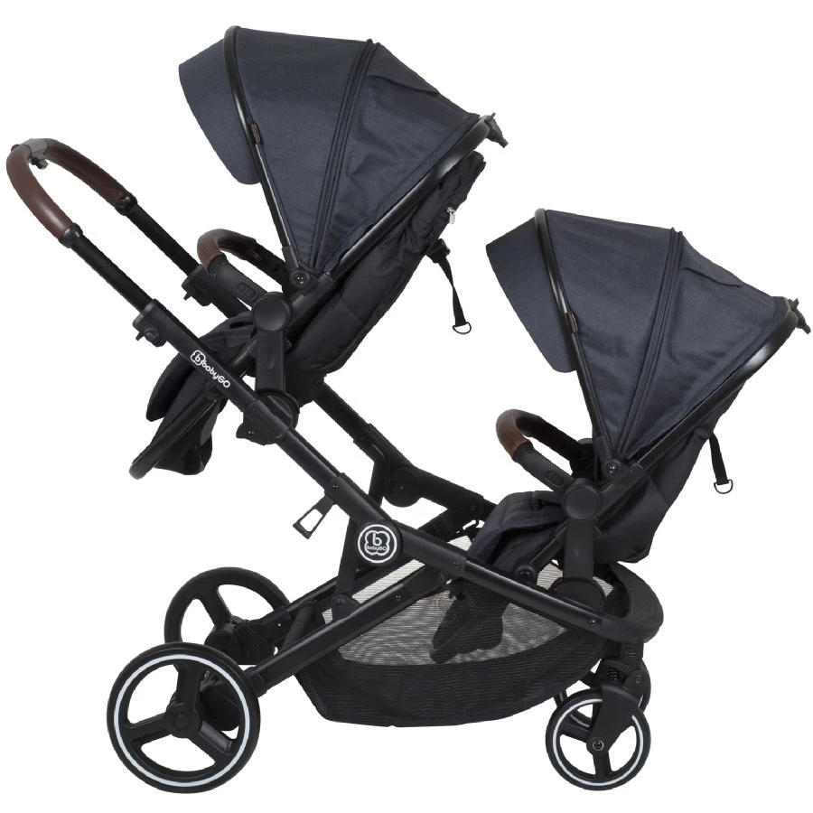 Babygo Twinner Grey Tandem Duowagen incl. 2 Autostoelen Babygo Twinner Grey Tandem Duowagen Incl. 2 Autostoelen -Winkel Voor Babyreisartikelen babygo twinner tandem duowagen 10 2 1