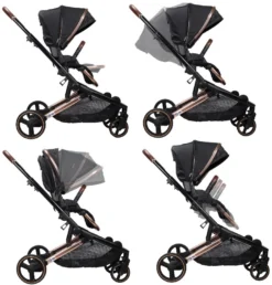 Ding Amigo Black/Rose Tweeling Kinderwagen Incl. 2 Autostoelen DI-191711 -Winkel Voor Babyreisartikelen ding amigo black rose tweeling kinderwagen incl. 2 autostoelen di 191711 5