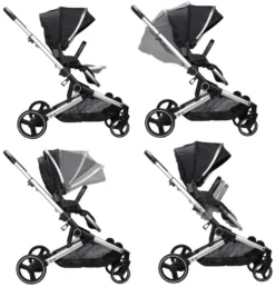 Ding Amigo Black/Silver Tweeling Kinderwagen Incl. 2 Autostoelen DI-191710 -Winkel Voor Babyreisartikelen ding amigo black silver tweeling kinderwagen incl. 2 autostoelen di 191710 3 1