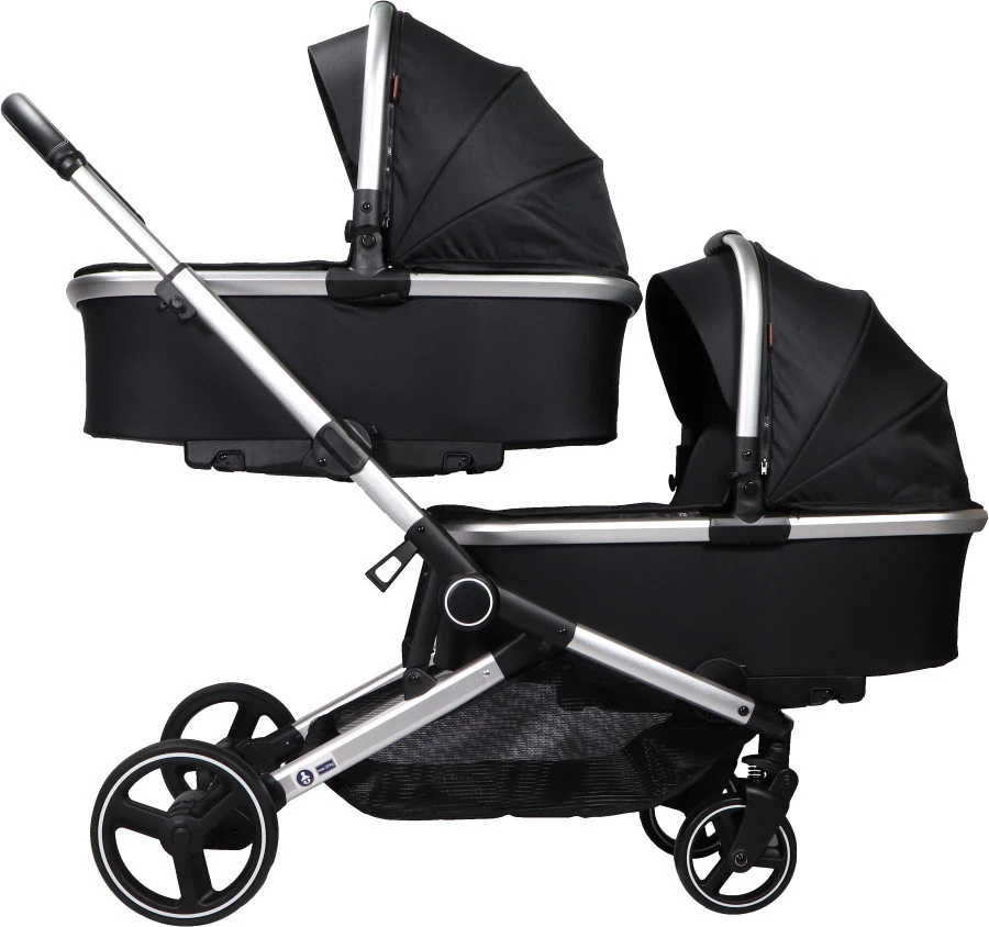 Ding Amigo Black/Silver Tweeling Kinderwagen Incl. 2 Autostoelen DI-191710 -Winkel Voor Babyreisartikelen ding amigo black silver tweeling kinderwagen incl. 2 autostoelen di 191710 5 1