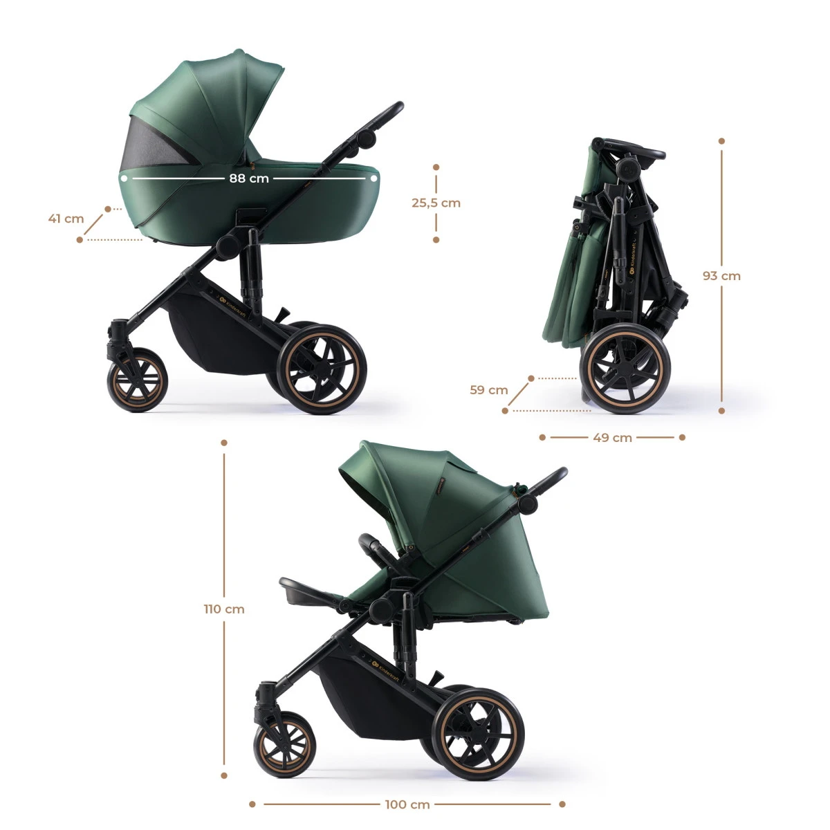Kinderkraft Prime 2 Dark Green 3-in-1 Kinderwagen Incl. Autostoel KSPRIM02GRE3000 -Winkel Voor Babyreisartikelen kinderkraft prime 2 dark green 3 in 1 kinderwagen incl. autostoel ksprim02gre3000 9