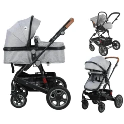 Lorelli Lora Cool Grey Elephants 3-in-1 Combi Kinderwagen Incl. Autostoel 1002128-2123D