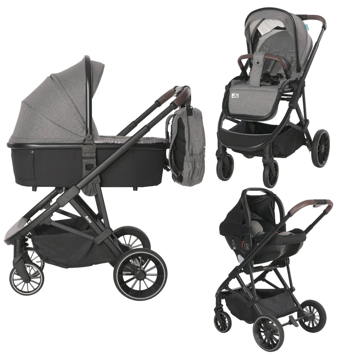 Lorelli Aria Grey 3-in-1 Kinderwagen Incl. Autostoel 1002177-2325