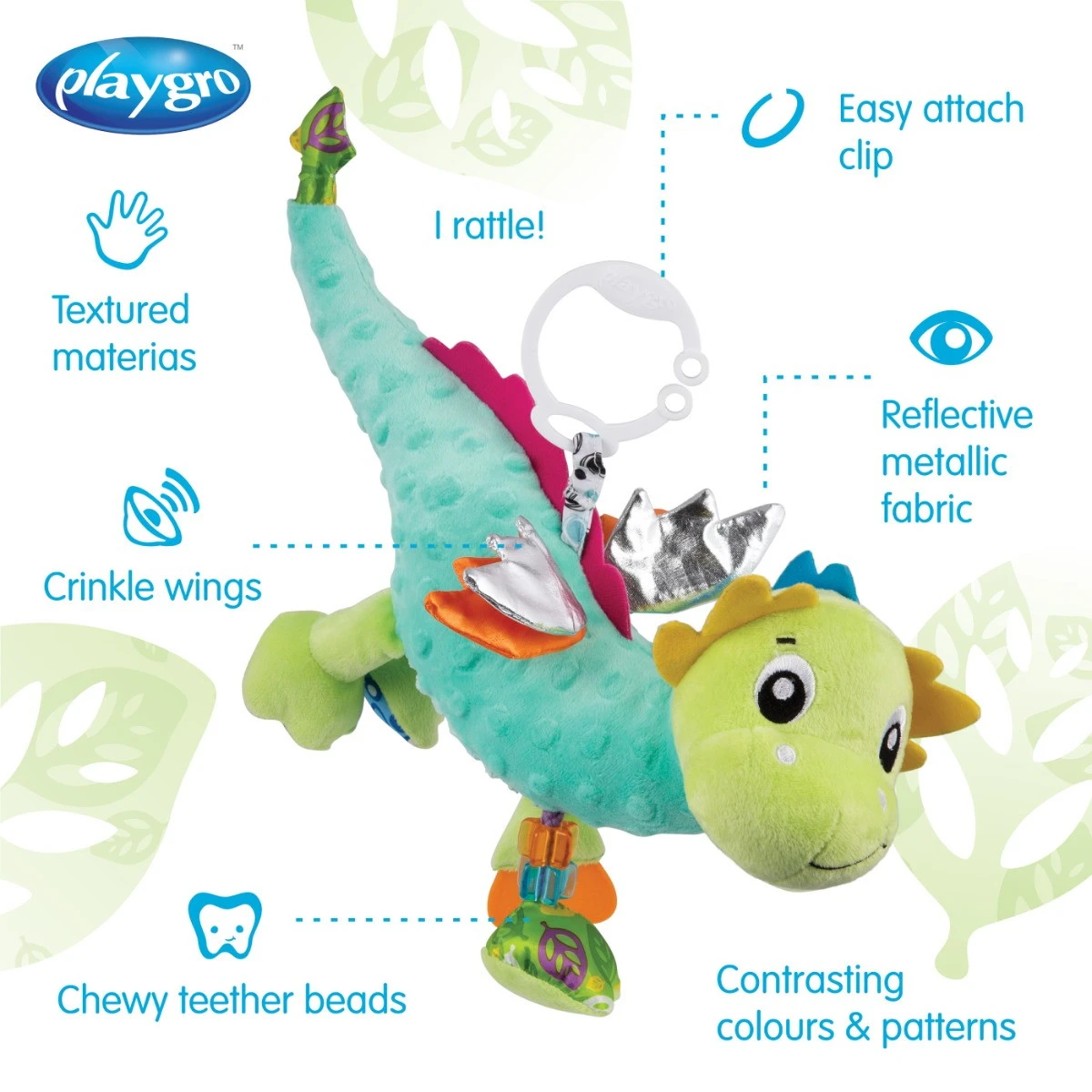 Playgro Sensory Friends Dusty Dragon Buggyspeeltje P0188473 Playgro Sensory Friends Dusty Dragon Buggyspeeltje P0188473 -Winkel Voor Babyreisartikelen playgro sensory friends dusty dragon buggyspeeltje p0188473 .10